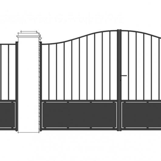 Portail - portillon Ibiza soubassement tôle - Fer plat 35x8 - Ossature tube 35x35x2 - Barreaudage 17x2 - Accessoires inclus_0