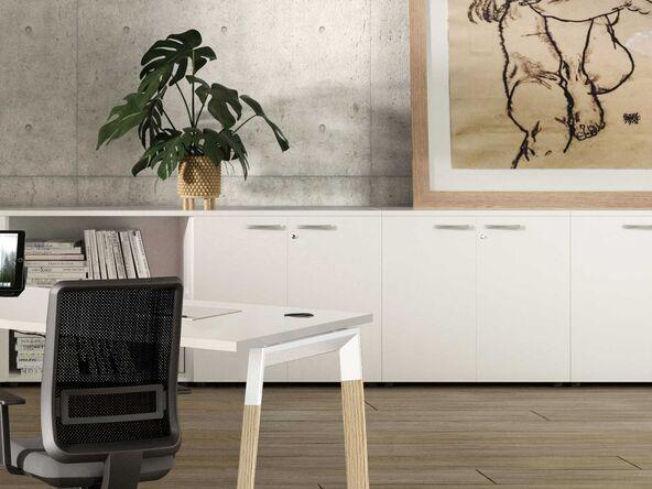 Armoire basse Exmob - Portes battantes - Serrure et clés - 80x35x72 cm_0
