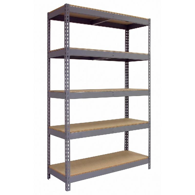 SimonRack Rayonnage industriel, 2000x1200x450 mm, 300 kg au point de flexion, 5 étagères bois, rayonnage garage, Gris/Bois- Bricoforte - gris métal_0
