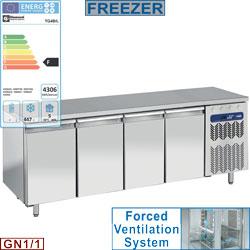 Table de congélation ventilée 4 portes GN 1/1 - TG4B/L - Inox alimentaire AISI 304, groupe compresseur tropicalisé +43°C_0