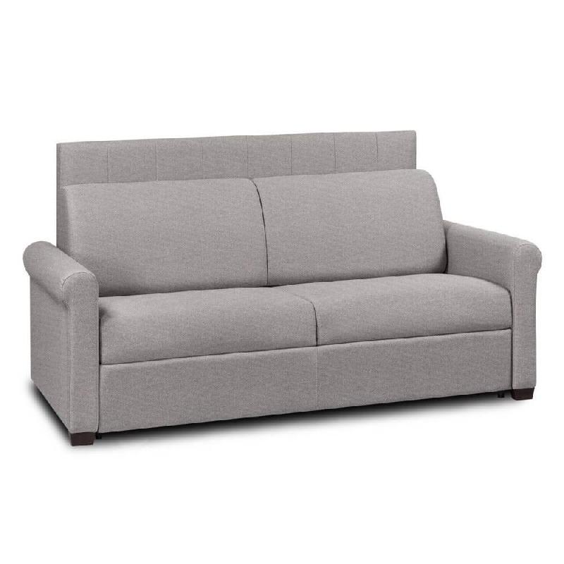 CANAPÉ LIT 3 PLACES EXPRESS LATTES RENATONISI 140CM MATELAS 16CM TÊTE DE LIT INTÉGRÉE TWEED GRIS CLAIR_0