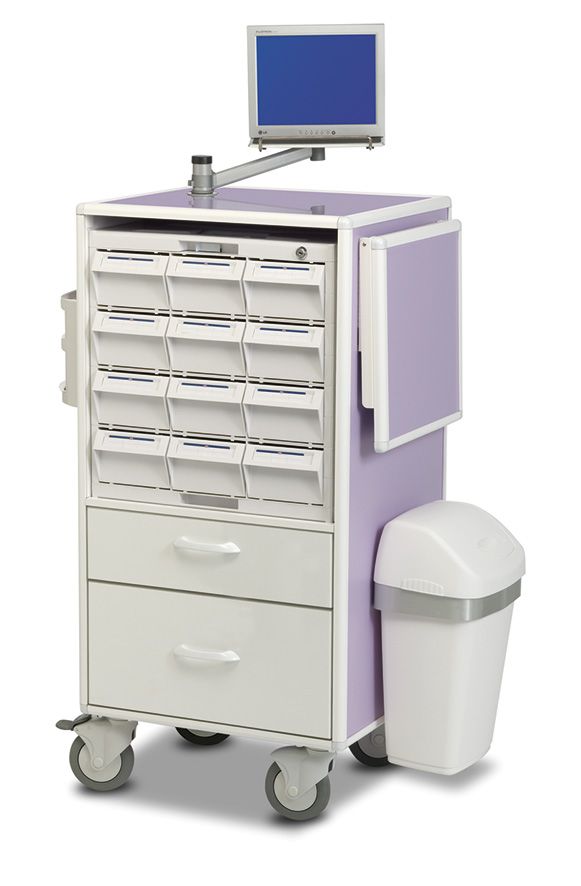 Carrydose CROM - Chariot informatique à structure en aluminium laqué - Support clavier amovible et options modulables_0