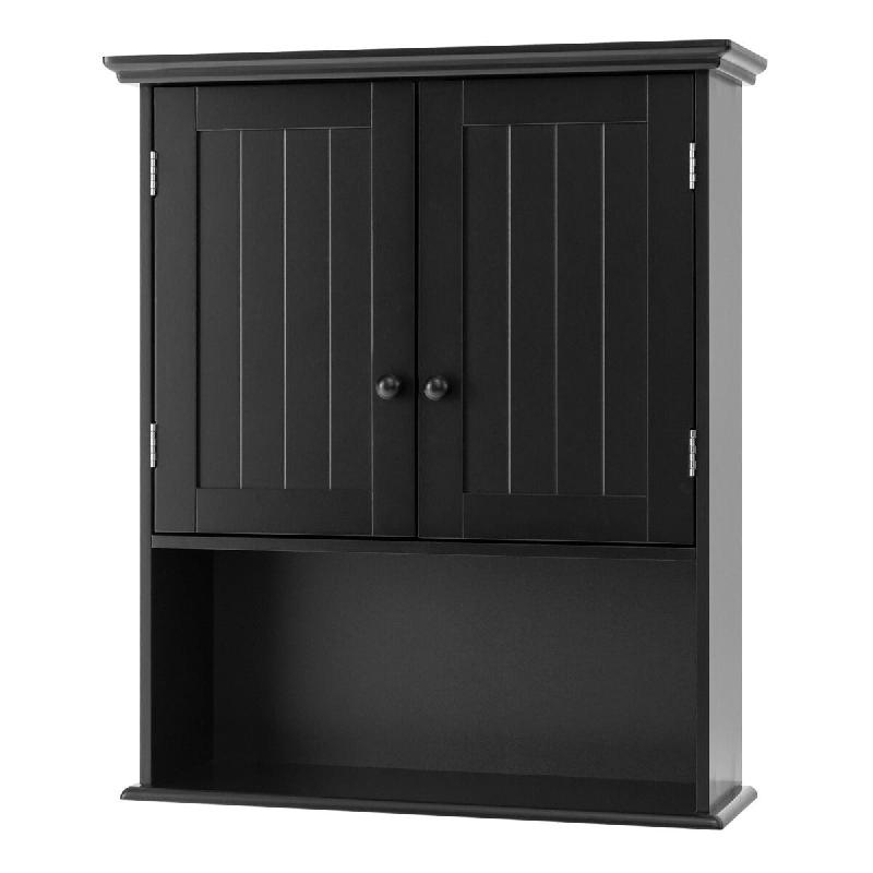 Helloshop26 - Armoire murale de salle de bain 60 x 20 x 70,5 cm avec étagères réglables et grand rangement style épuré en MDF noir 20_0010299 - n_0
