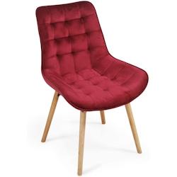Helloshop26 - Lot de 6 chaises de salon salle à manger pied en bois et velours rouge foncé 01_0000559 - 3000866599783_0