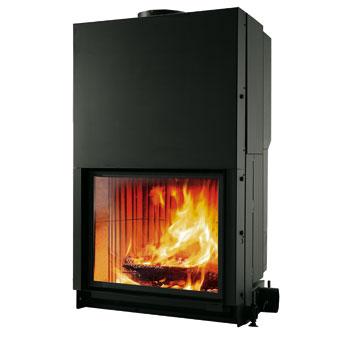 Insert à bois Cristal 90 Edilkamin - 5 à 15 kW - Série Dream Light avec vitre apparente et foyer en Ecokeram_0