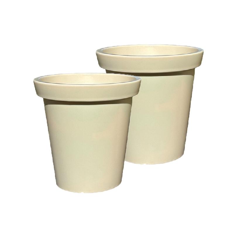 PLAST'UP ROTOMOULAGE Pot de fleurs rond xxl delight 200l - lot de 2 - SABLE - beige 0637962082616_0