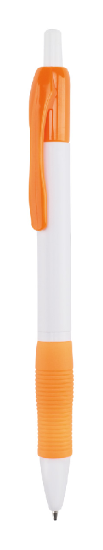 Stylo à bille en plastique - clip et embout colorés - encre bleue - couleur orange_0