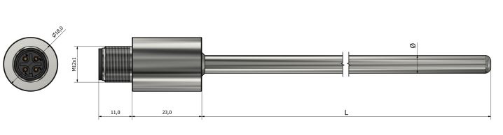 Thermistance tubulaire avec connecteur M12 - HT40 - PTC KTY 81/110, NTC 10kΩ à 25°C, montage 2 fils_0