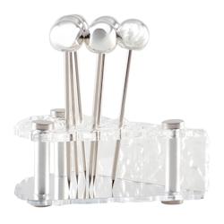 Aulica Piques Aperitif Argent Avec Support Fromage - Lot De 6 - métal 152501_0