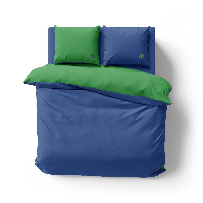 Benetton - Housse de Couette Réversible 200/220cm avec Drap 160/200+30cm et 2 Taies d'Oreiller 50/70cm Vert et Bleu - multicolore BE714_0