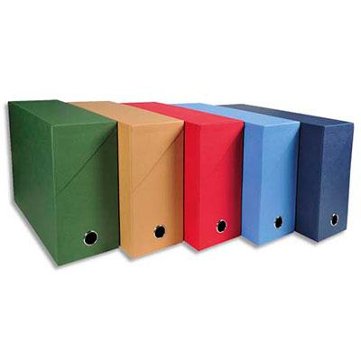 BOÎTE DE TRANSFERT EXACOMPTA - EN CARTON RIGIDE RECOUVERT DE PAPIER TOILE - DOS 12 CM - COLORIS ASSORTIS  - LOT DE 5