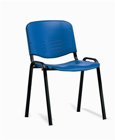 Chaise de réunion empilable en polypropylène - M2 Bleu Roi - Pieds époxy noir - Norme anti-feu_0
