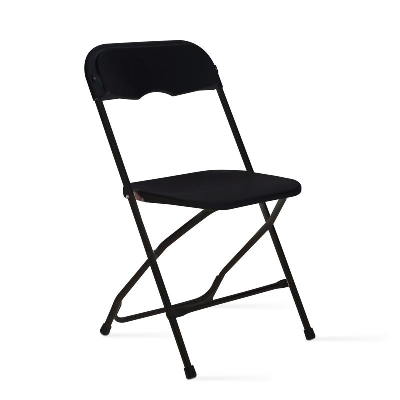 Chaise pliante noire en plastique - Structure acier époxy - Usage intérieur/extérieur - Charge 110 kg_0