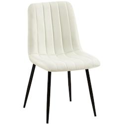 Décoshop26 - Chaise de salle à manger x1 coutures décoratives verticales assise en tissu crème pieds en métal noir 10_0002211 - noir 3000250899086_0