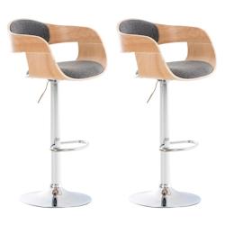 Décoshop26 - Lot de 2 tabourets de bar design scandinave en tissu gris et structure en bois clair 10_0004257 - gris 3000252009964_0