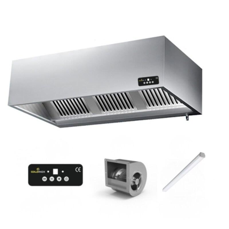 Hotte caisson avec moteur 1000x900x450 mm avec variateur, éclairage, filtre et robinet de vidange PREMIUM / GOLDINOX - 3701770822812_0