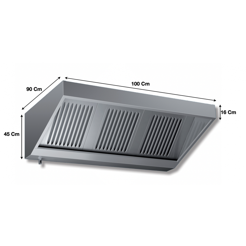 Hotte murale professionnelle inox statique - 1000x900x450mm - 2 filtres - VS 910_0