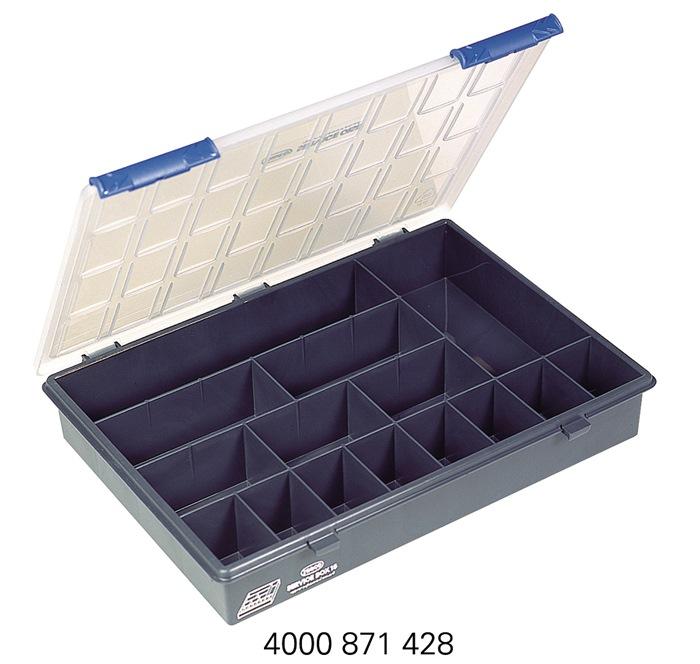Mallette de rangement l.338xP261xH57 mm 15 compartiments transparent bleu foncé RAACO_0