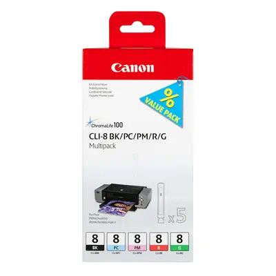 Multipack de 5 cartouches d'encre CLI-8 BK/PC/PM/R/G_0