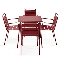 Oviala Business Ensemble table de jardin carrée et 4 fauteuils acier Pourpre - violet acier 114655_0