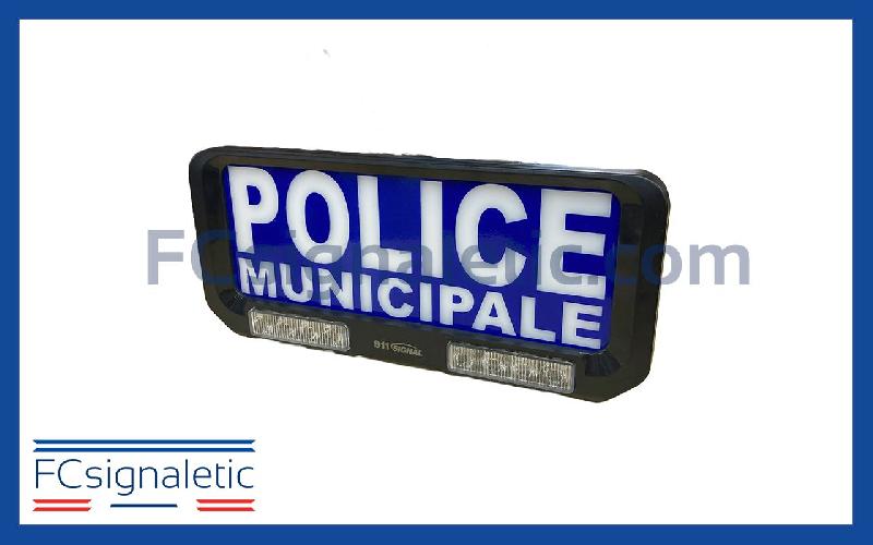 Panneau pare-soleil avec feux flash bleu (POLICE MUNICIPALE) Visormate 911 SIGNAL 051901B-PM_0