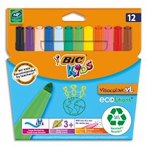 KIDS VISACOLOR XL FEUTRES DE COLORIAGE À POINTE LARGE - COULEURS ASSORTIES, ETUI CARTON DE 12 - LOT DE 3