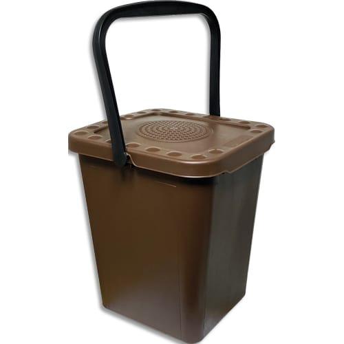Probbax seau à compost 10L marron - collecteur bio-déchets avec couvercle aéré et anse de transport_0