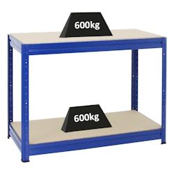Établi Dino Proregal réglable en hauteur - HxLxP 90x120x60 cm, capacité 600 kg, bleu - Établi d'atelier robuste pour table de travail et bricolage_0