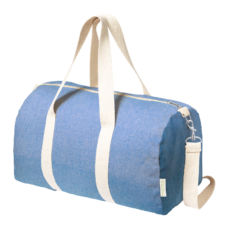Sac de sport en coton recyclé - compartiment zippé, poignées contrastantes et bandoulière réglable_0