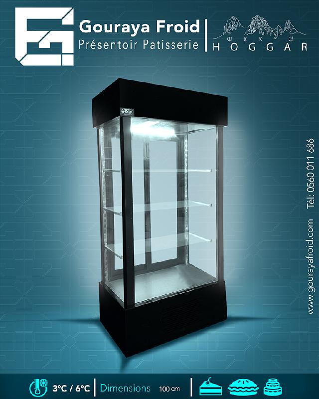 Vitrine pâtisserie 4 façades - HOGGAR - Réfrigération ventilée 3°C à 6°C - Revêtement Corian & INOX_0