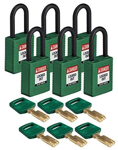 BRADY (NYL-GRN-38PL-KD6PK) CADENAS DE CONDAMNATION SAFEKEY NYLON AVEC_0