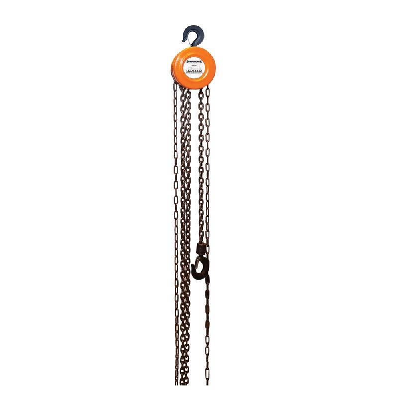 Palan à main à chaîne 1 tonne - hauteur de levage 2,5 m - Silverline 633705 - léger et idéal pour espaces restreints_0