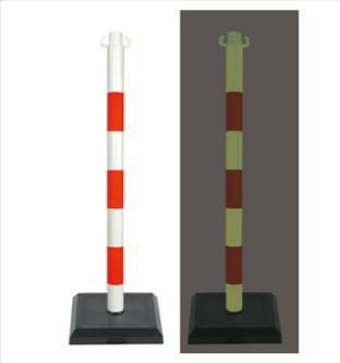 28648 - Poteau de signalisation en PVC photoluminescent - Virages - Socle lesté 3kg - 90 cm_0