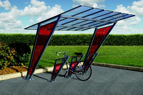 Abri vélo ouvert Venise - structure en acier - toiture polycarbonate alvéolaire ou tôle acier - finition personnalisable_0