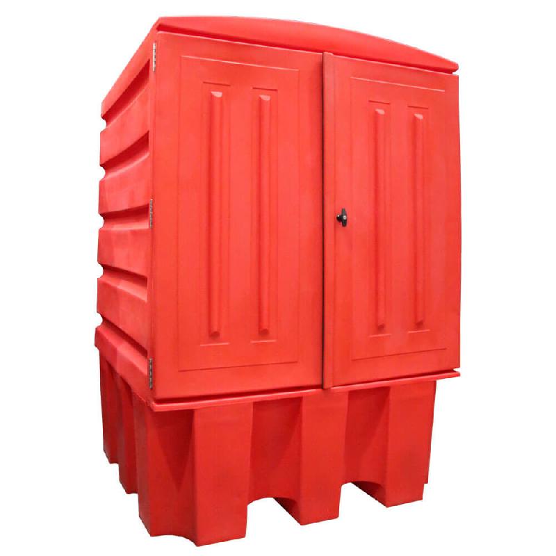 Armoire de rétention PE pour cuve 1000 L - caillebotis PE - Rouge_0