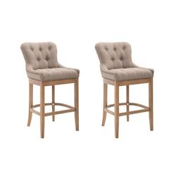 CLP Lot de 2 Tabourets de Bar Lakewood en Tissu Taupe/Antique clair - gris textile 304589_0