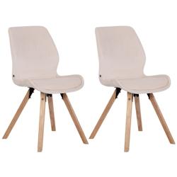 Décoshop26 - Lot de 2 chaises de salle à manger en velours crème style scandinave pieds bois CDS101124 - 3000390869604_0
