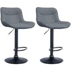 Décoshop26 - Lot de 2 tabourets de bar x1 avec coutures décoratives en PVC gris pied en trompette métal noir 10_0004454 - gris 3000252112466_0