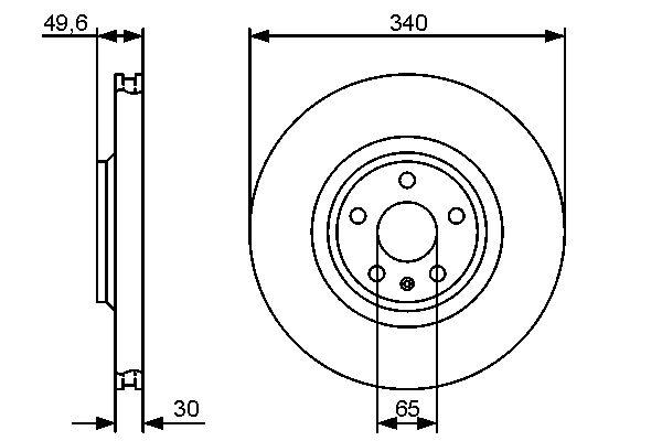 Disque de frein ventilé Bosch 0986479464 - avant - 5 trous - épaisseur 30 mm_0