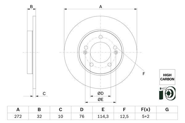 Disque de frein Bosch 0986479G30 - boîte de 2 disques - arrière - type plein_0