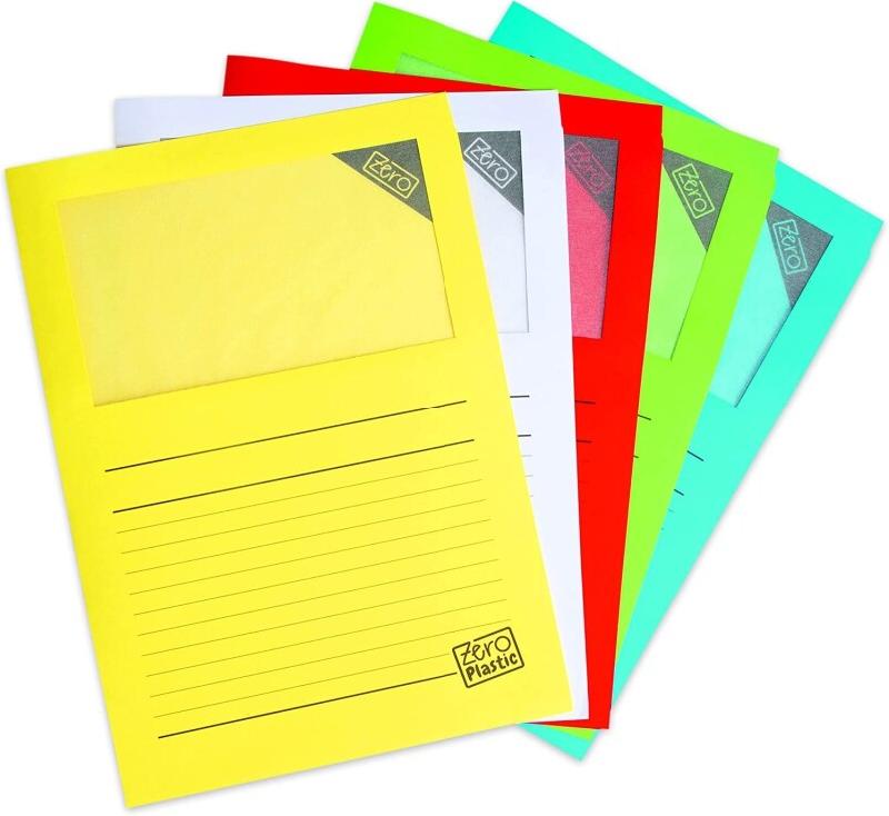 ELCO Lot de 5 Boîte de 50 pochettes coin Ordo Zéro A4, avec fenêtre, en papier coloris assortis (10) - 7611722020776_0