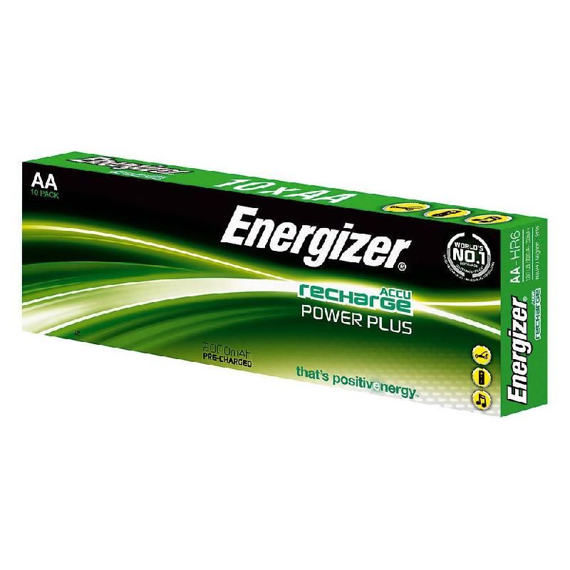 ENERGIZER BOÎTE DE 10 PILES RECHARGEABLES ACCU RECHARGE POWERPLUS -HR06 AA - 2000 MAH - 1,2V (LOT DE 10)