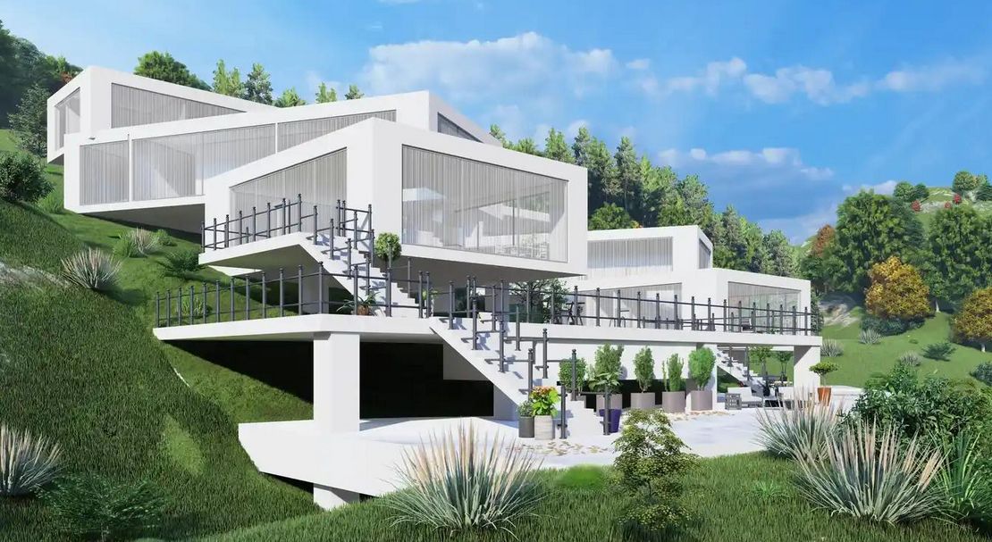 Grand maison 3 étages - maison préfabriquée en acier et béton - surface 409 m² - ISK409_0