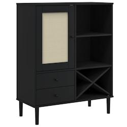 Helloshop26 - Buffet bahut commode armoire meuble de rangement organisateur cuisine salle de séjour salon aspect rotin 90 x 40 x 02_0036242 - 3000212_0