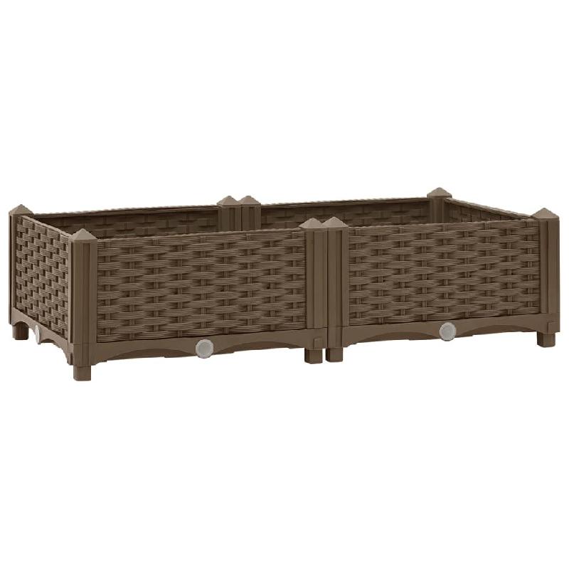 Jardinière surélevée - Lit de plantation pour plantes et fleurs - Polypropylène - 80 x 40 x 23 cm - Marron - Réf : 02_0000943_0