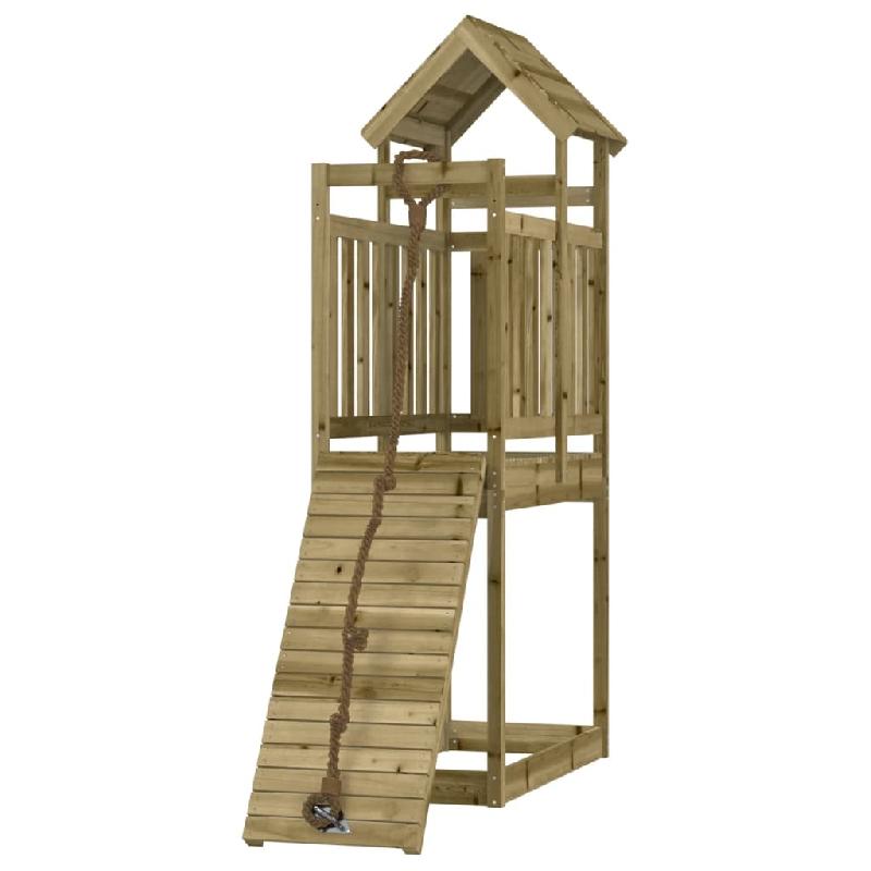 MAISONNETTE DE JEU AVEC MUR D\'ESCALADE 64 X 175 X 214 CM BOIS DE PIN IMPRÉGNÉ 02_0004744_0