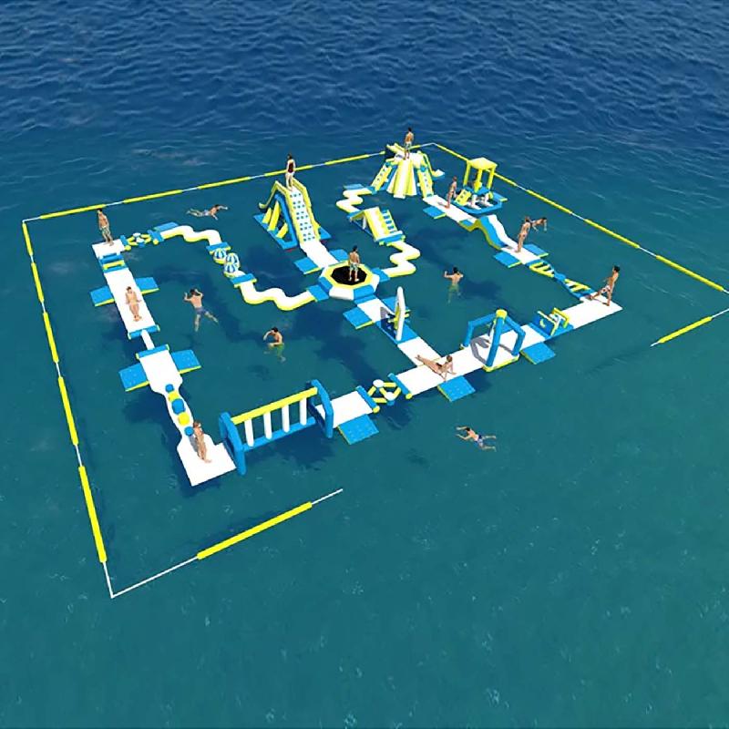Parcours flottant gonflable 140P - Réf.MBL002-1-1-2-1-LI - Capacité 140 personnes - Dimensions 55x41m_0