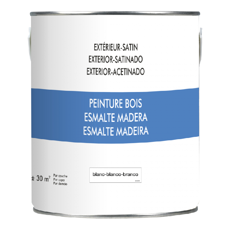 Peinture bois extérieur - blanc satiné - 2.5 L - base aqueuse - pour volets_0