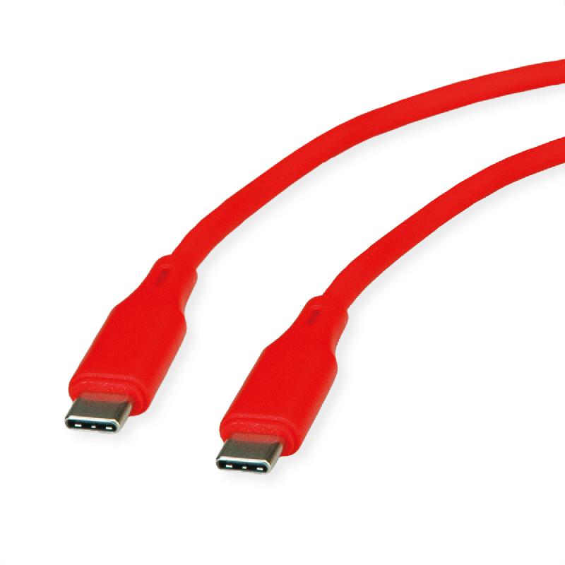 ROLINE Câble USB 2.0, C–C, M/M, silicone, 60W, rouge, 1 m_0