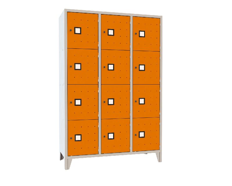 Vestiaire Roma 3 colonnes 4 cases gris / orange_0